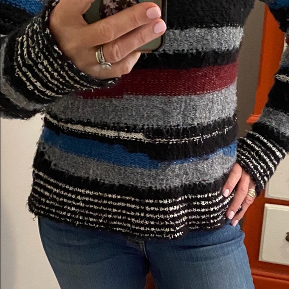 Free people multi  color fuzzy sweater - Picture 9 of 10